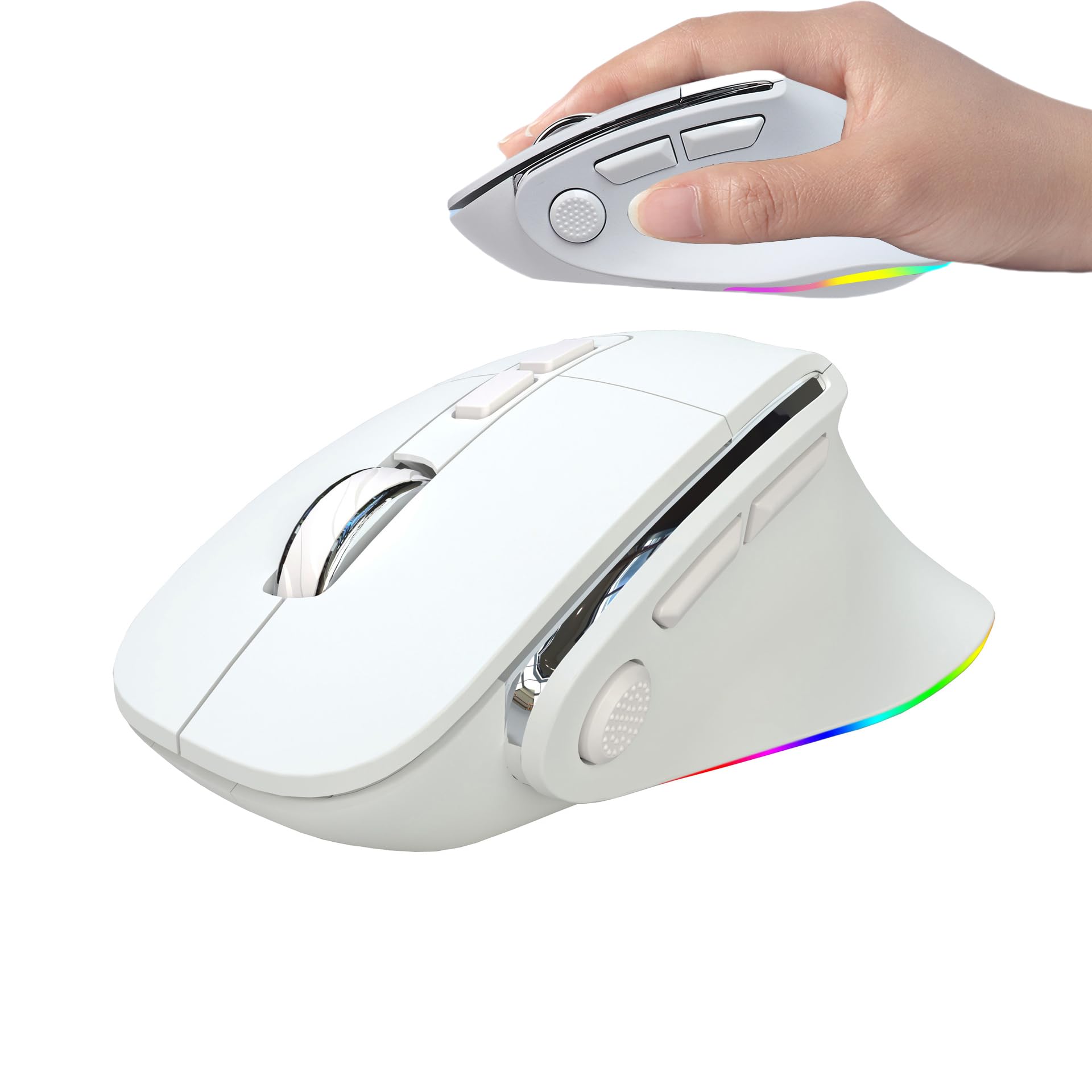 Photo 1 of Ergonomic Mouse Large Middle Hands Dual Mode(Bluetooth+USB)Rechargeable Vertical Carpal Tunnel Bluetooth Wireless Mouse for PC/Laptop/Computer/Desktop/Tablet/ipad/Macbook Air/Pro Office Work Gift