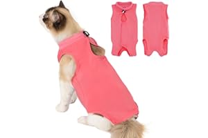 Avont Cat Recovery Suit Post-Surgery Onesie, Breathable Cone-of-Shame Alternative Bodysuit for Spayed Female Kittens, Skin Abdonminal Wound Care -RosepinkM