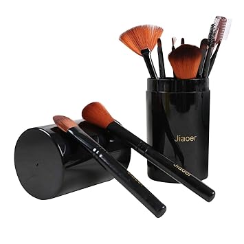 JIAOER Professional Makeup Cosmetic Foundation Brush Set (Black) - Pack of 12