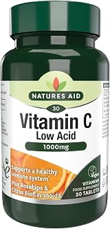 Natures Aid Low Acid Vitamin C 1000mg – 30 Tablets – Vegan Immune Support