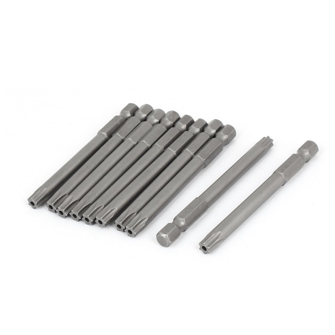 Sourcingmap T30 Type 1/4-inch Hex Shank 75mm Long Magnetic Torx Screwdriver Bit 10pcs