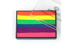 Bowitzki Face and Body Paint Split Cake 50g Body Painting Water Based Eyeliner Graphic Hydra Liner Makeup Glow Fluorescent Color Neon for Halloween Christmas Party Pride (UV rainbow)