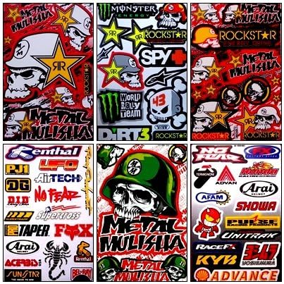 6 Rockstar Energy Drink Metal Mulisha Yamaha Kawasaki Motocross Racing Helmet Motorcycle Decal Sticker