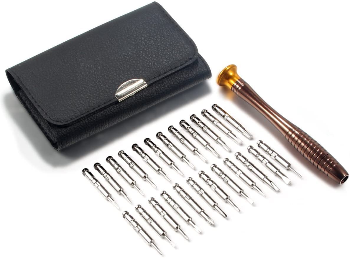 ZUKHRUF Precision Screwdriver Set 25 in 1, Mini Screwdriver Glasses Repair Set Kit, with Leather Case for Mobile Phone, PC Laptop, Watch, Computers, Electronic Workshops