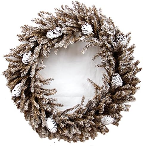 24in Snowy Brown German Twig Wreath w.cones