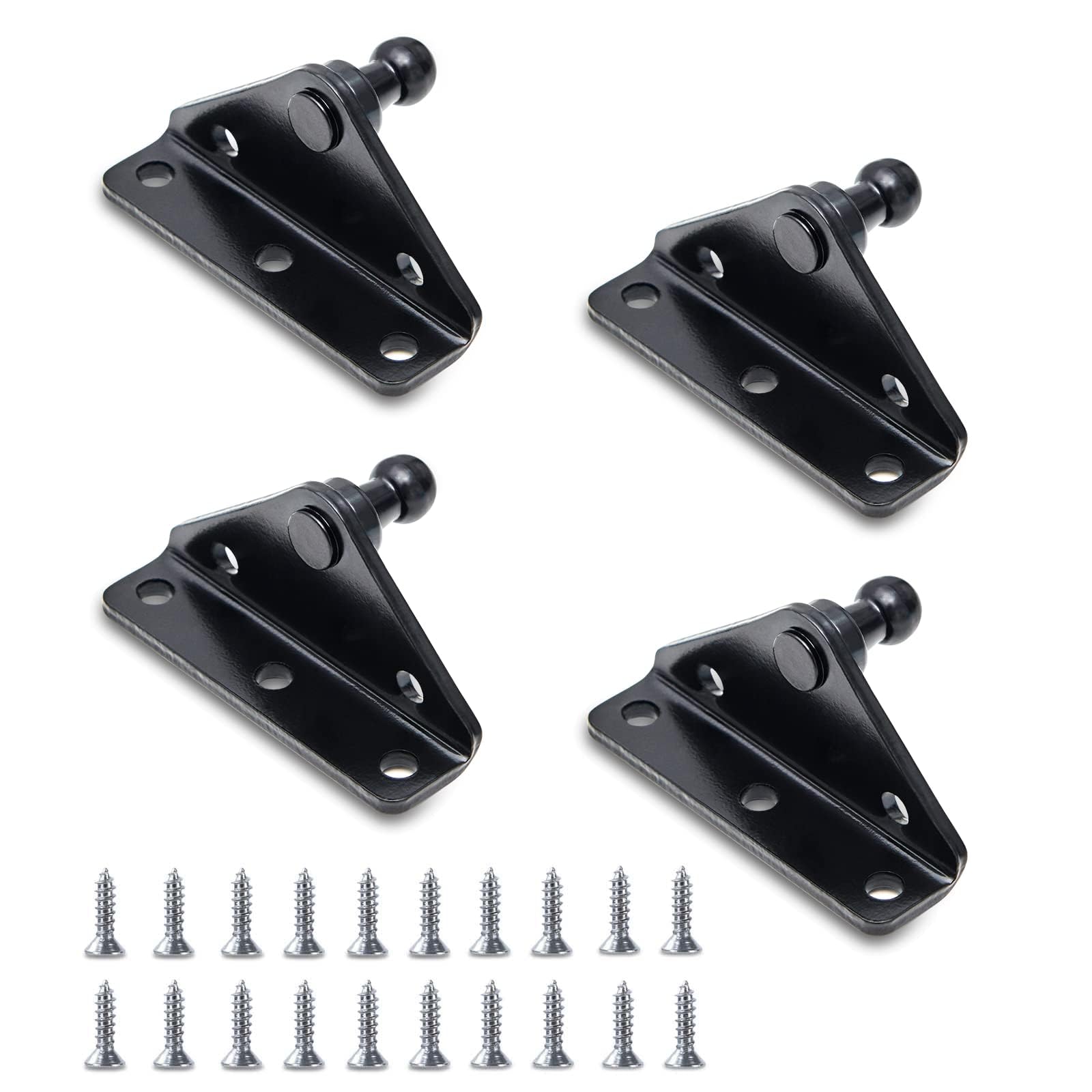 Photo 1 of 10MM Ball Stud Mounting Brackets, 4 Angled L-Type Mounts with 20 Screws, for Lift-o-mat Gas Spring Struts Shock Mounting Kits, Black by PAMAGOO (BRKT-ANGLED)
