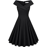 MUXXN Women's 1950s Retro Vintage Sleeveless V Neck Midi Cocktail Swing Dress