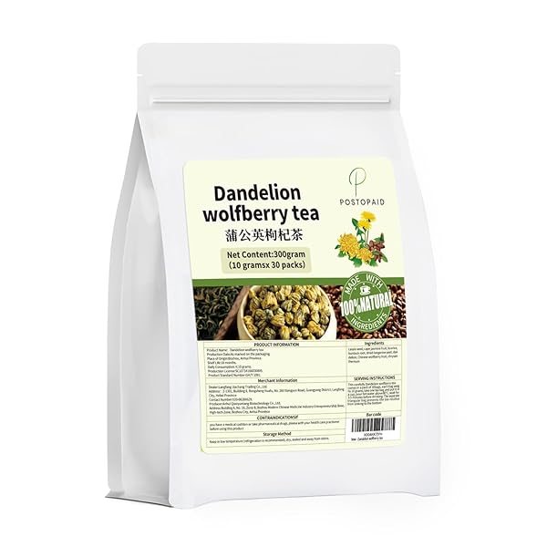DANDELION WOLFBERRY TEA, NATURAL KIDNEYS & LIVER HEALTH TEAS WITH DANDELION, SEVEN NATURAL HERBAL INGREDIENTS KIDNEY TEA, ORGANIC DANDELION ROOT TEAS(1 PACK/30 BAGS)