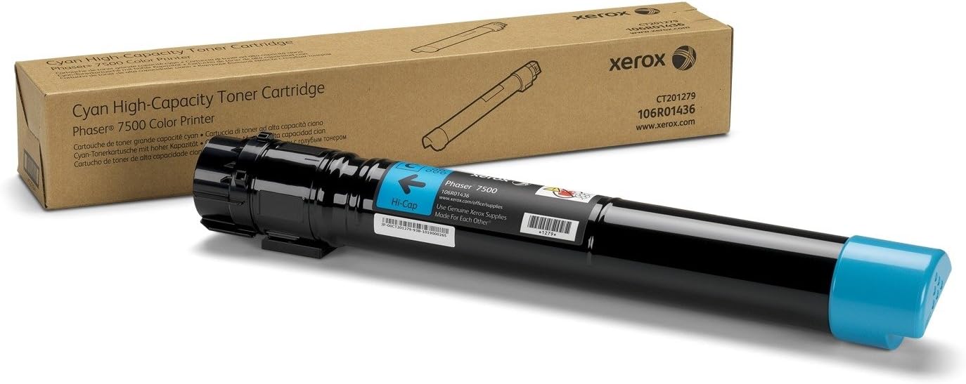Xerox Genuine Phaser 7500 Cyan High Capacity Toner Cartridge (17,800 pages) - 106R01436