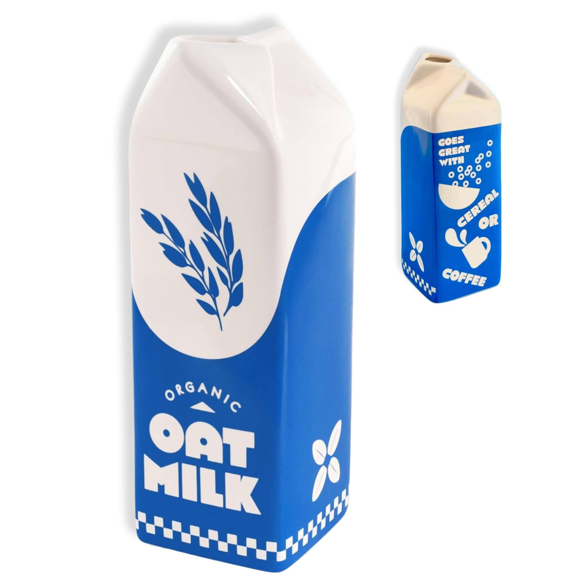 ban.do Vintage Inspired Rise and Shine Decorative Ceramic Vase, Unique Home/Kitchen/Office Accent, Oat Milk