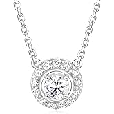 Frbod Color-D VVS1 Clarity Moissanite Solitaire Round/Teardrop Pendant for Women, 925 Sterling Silver White Gold/Yellow Gold Necklace, Birthday Christmas Valentines Day Jewelry for Her