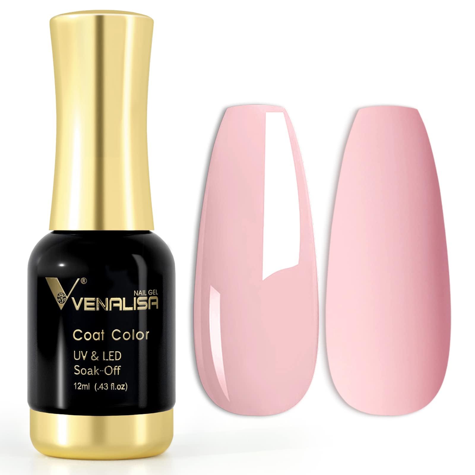 VENALISA 12ml Nude Pink Gel Nail Polish Soak Off Nail Lamp UV LED Natural Nail Gel Polish Nail Art DIY Manicure French Gifts, 0.43 OZ