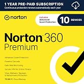 Norton 360 Premium Antivirus, 10 Devices, Auto-Renews [Download] | Includes AI Scam Protection, Advanced VPN, Dark Web Monitoring, &amp; PC Cloud Backup
