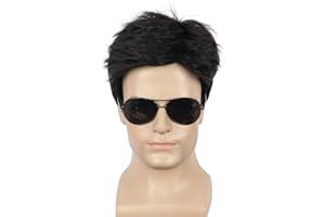 yuehong Short Black Wig Fashion Mens Comfortable Durable Heat Resistant Wigs Funny Cospaly Costume Hair