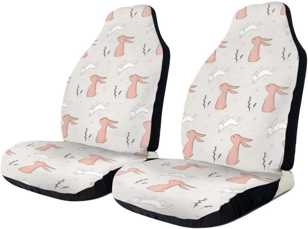 Universal Bucket Seat Covers Pink Cute Rabbits Bunny 2pcs