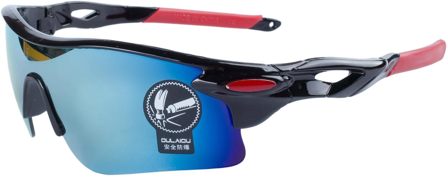 ANVEY Cycling Sunglasses for Men and Women Lightweight Biking Sports Eyewear black red frame green lens