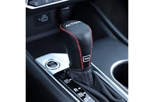 XITER for Genuine Leather Gear Shift Knob Cover Car Protect Accessories Case for Nissan Altima 2019 2020 2021 2022 2023 2024 2025 (Red Stitches)