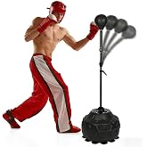 SYNTECSO Free Standing Reflex Speed Bag, Boxing Punching Bag with Base, Adjustable Height, for Boxer Fitness Person