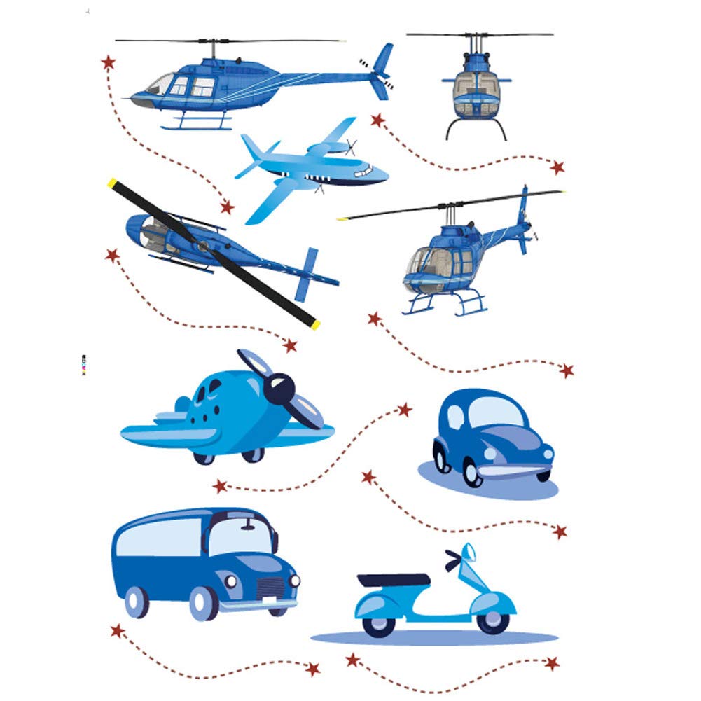 Lichi Blue Cars Planes Wall Sticker for Boy Room Decal
