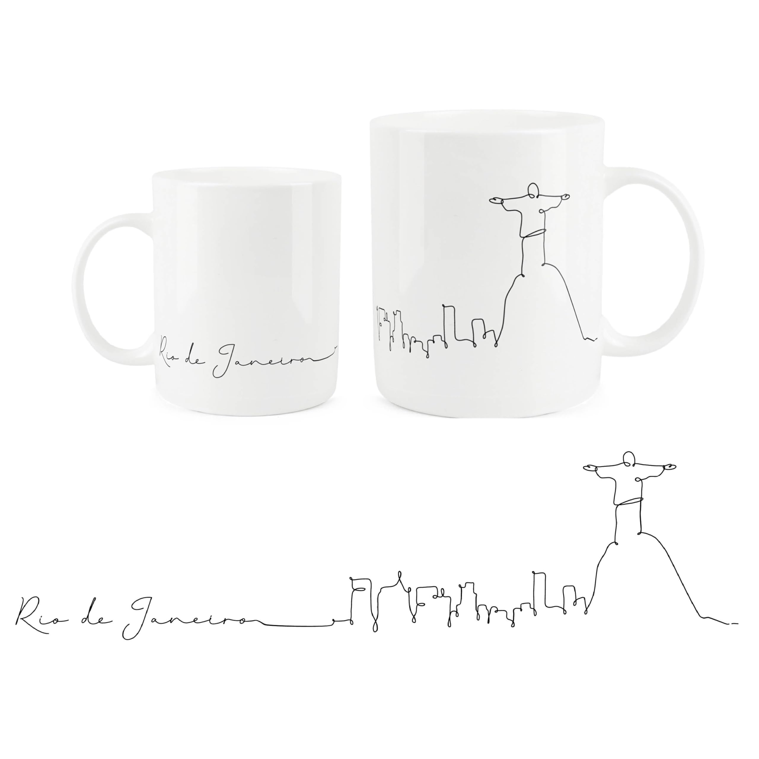 Purely Home Rio de Janeiro City Skyline Collection - Bone China Mug White Coffee/Tea Present Gift for Travel Lovers