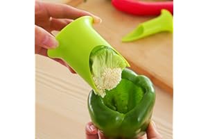Bell Pepper Seed Corer,Quick Cut Deseed Peppers Corer,Portable Pepper Seed Remover Tool for Kitchen,Green
