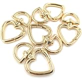YIXI-SBest 12 Pcs 3/4 Inch Outside Width Zinc Alloy Heart Shape Swivel Buckles Trigger Spring Keyring Buckle, Clasps Hooks Keychain Ring Buckles Shinning Swivel Snap Fashion Clips (Gold)