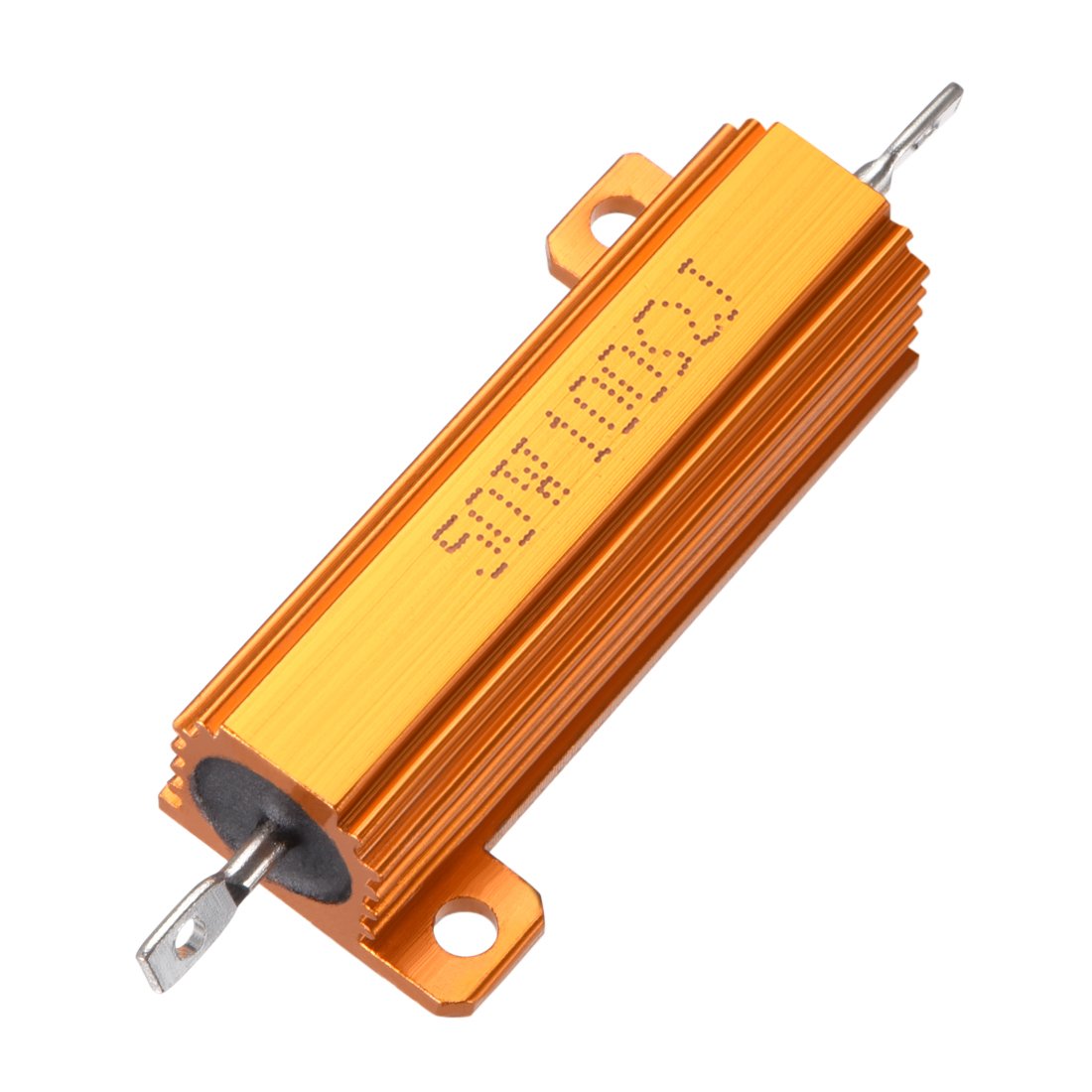 sourcingmap 50W 100 Ohm 5% Aluminum Housing Resistor Screw Tap Chassis Mounted Aluminum Case Wirewound Resistor Load Resistors Gold Tone 1pcs