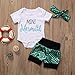 Baby Girls Short Sleeve Bodysuit + Mermaid Shorts + Headband 3PCs Clothes Set (Green, 80(3-6M))