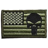 SpaceAuto USA American Flag Skull Military Army Tactical Morale Badge Hook & Loop Decorative Patch 3.15