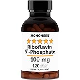 MONOHERB Riboflavin 5'-Phosphate 100 mg - 120 Vegetarian Capsules - Bioactive Vitamin B2
