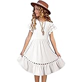 blibean Tween Girls Embroidery Sleeve Dress Summer Outfits 6-15 Years