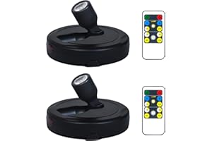 BERGUSTCH Battery Operated LED Spotlight, Picture Spot Lights, Indoor Uplighting, Puck Lights with Remote, Plants Tree Spotlight, Display Light for Paintings Dartboard Portrait Frame-Black