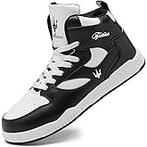 SUPERWALK Men's Fashion High Top Sneakers Comfort Casual Walking Shoes (White/Black, Adult, Men, 10, Numeric, US Footwear Size System, Medium)