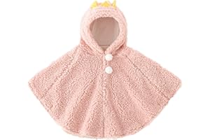 Baby Fleece Hooded Poncho, Toddler Cute Cartoon Hood Cape Cloak Winter Snowsuit Outwear