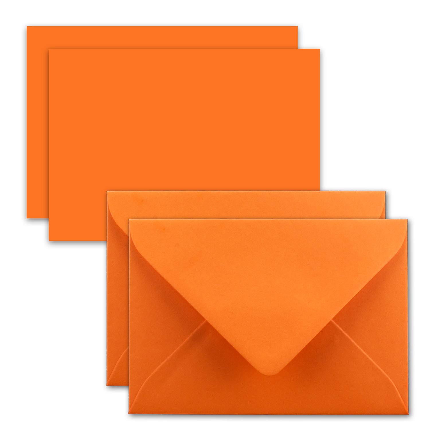 Set of 25 Cards with Envelopes, Set of Single Cards, DIN A7, 10.5 x 7.3 cm, Orange with Envelopes, C7 Wet Seal, Gift Tags — image 1