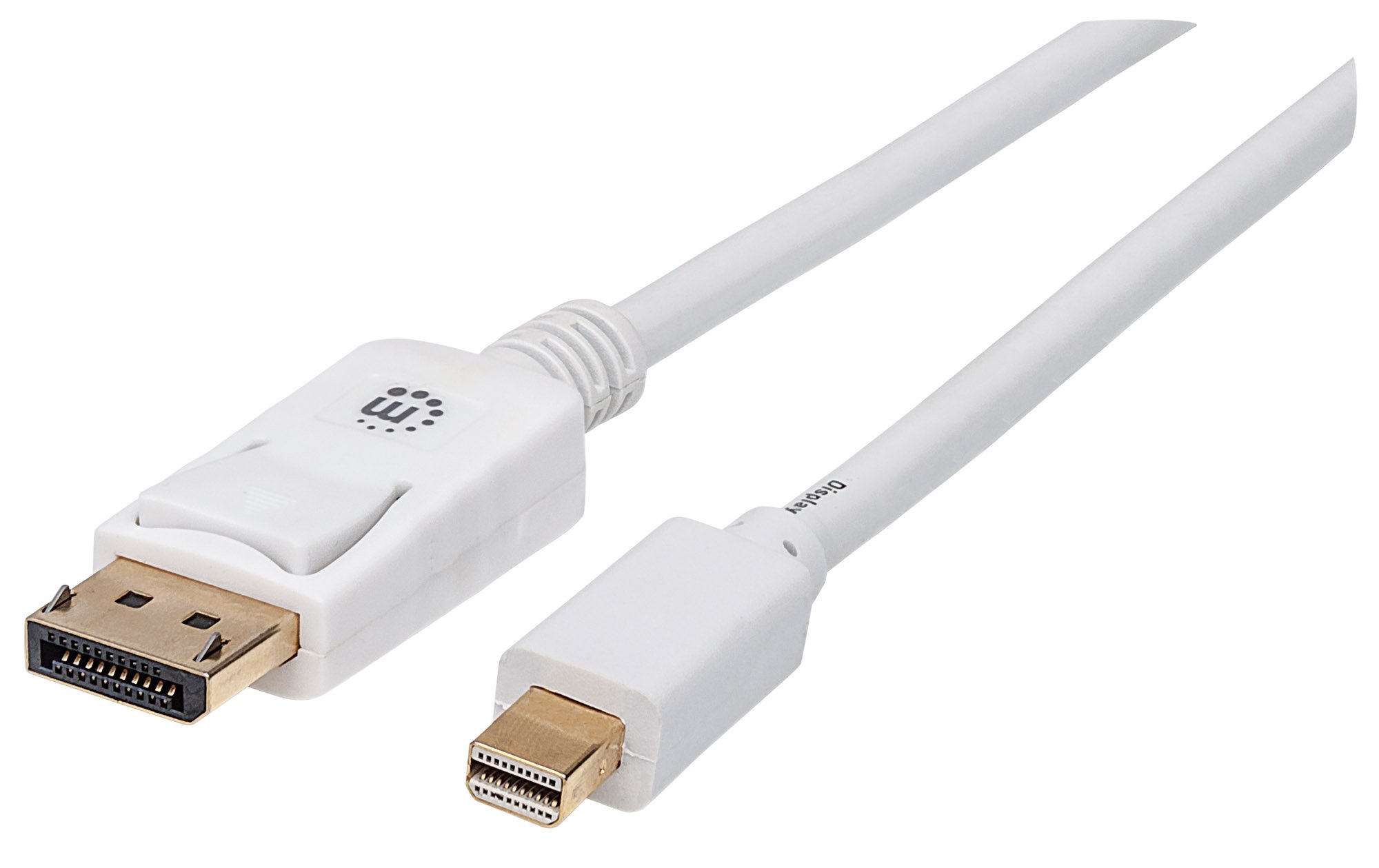Manhattan Mini DisplayPort 1.2 to DisplayPort Cable, 4K@60Hz, 2m, Male to Male, White, Lifetime Warranty, Polybag