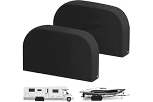 Tuszom Tearproof Anti-UV Dual Wheel Tire Covers for RV, Trailer, Camper,Truck,Cars,Jeeps,Vans,SUV 2 Pack, 900D Solution-Dyed Waterproof Dual Axle Tire Cover Universal Fits 30"-33" Diameter