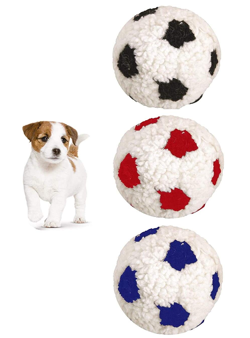 *NEW* 3 PACK DOG LIFE SMALL 12 CM BERBER WORLD CUP FOOTBALL SOFT PLUSH DOG PUPPY TOY