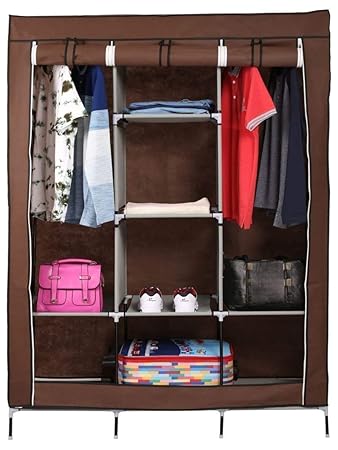 Royaldeals Folding Canvas Fabric Wardrobe Storage Rack