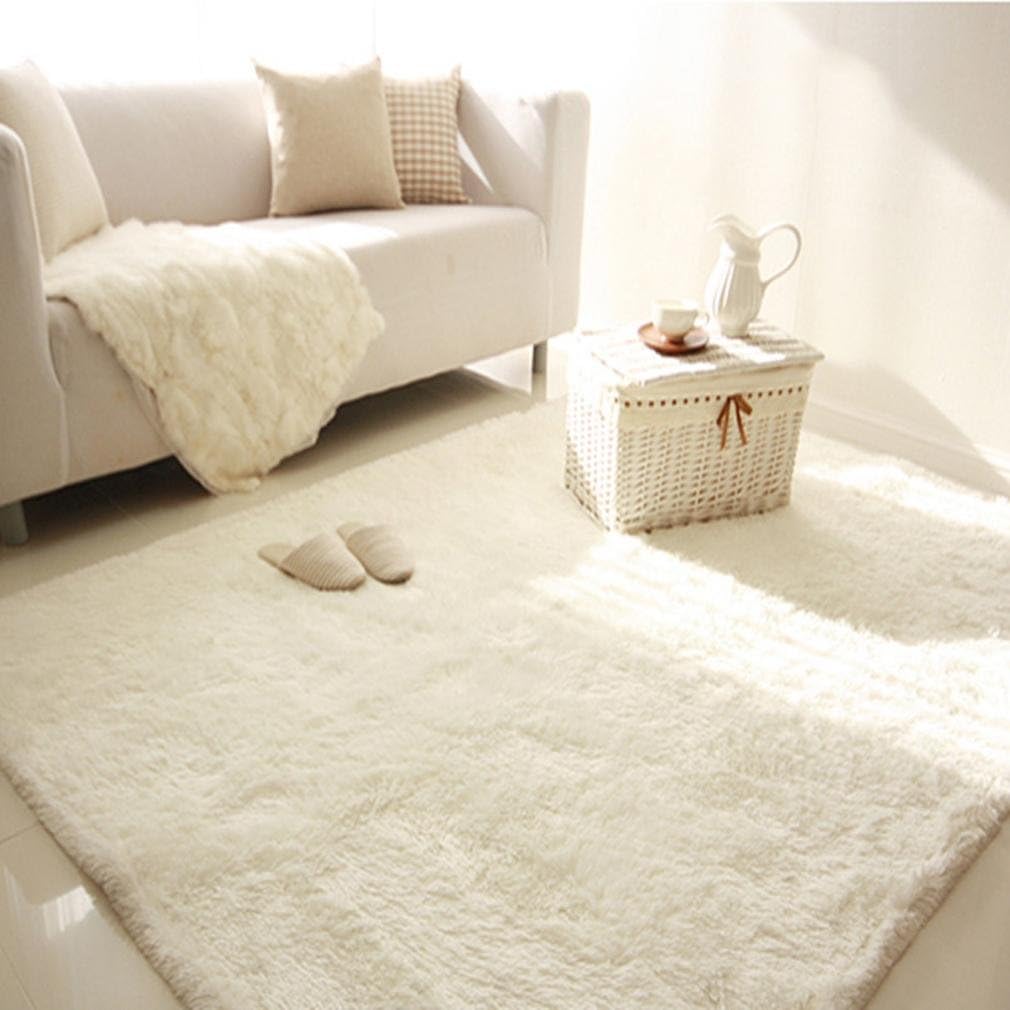 LNPP Solid Color Shaggy Carpet Area Rugs for Living Room Bedroom Home Decoraction, white, 160 * 200cm