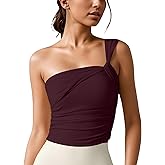 Penioca One Shoulder Tops for Women Twist Front Asymmetrical Sleeveless Casual Tank Top