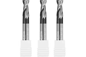 ALYICIA 3PCS 1/8" Micrograin Carbide Square End Mill Set 2 Flute HRC 55 AlTiN Coating End Milling Bits for Milling Alloy Steels, Hardened Steel, CNC Router Bits