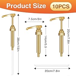VOISEN Coffee Syrup Pumps, 10 Pack Gold Syrup