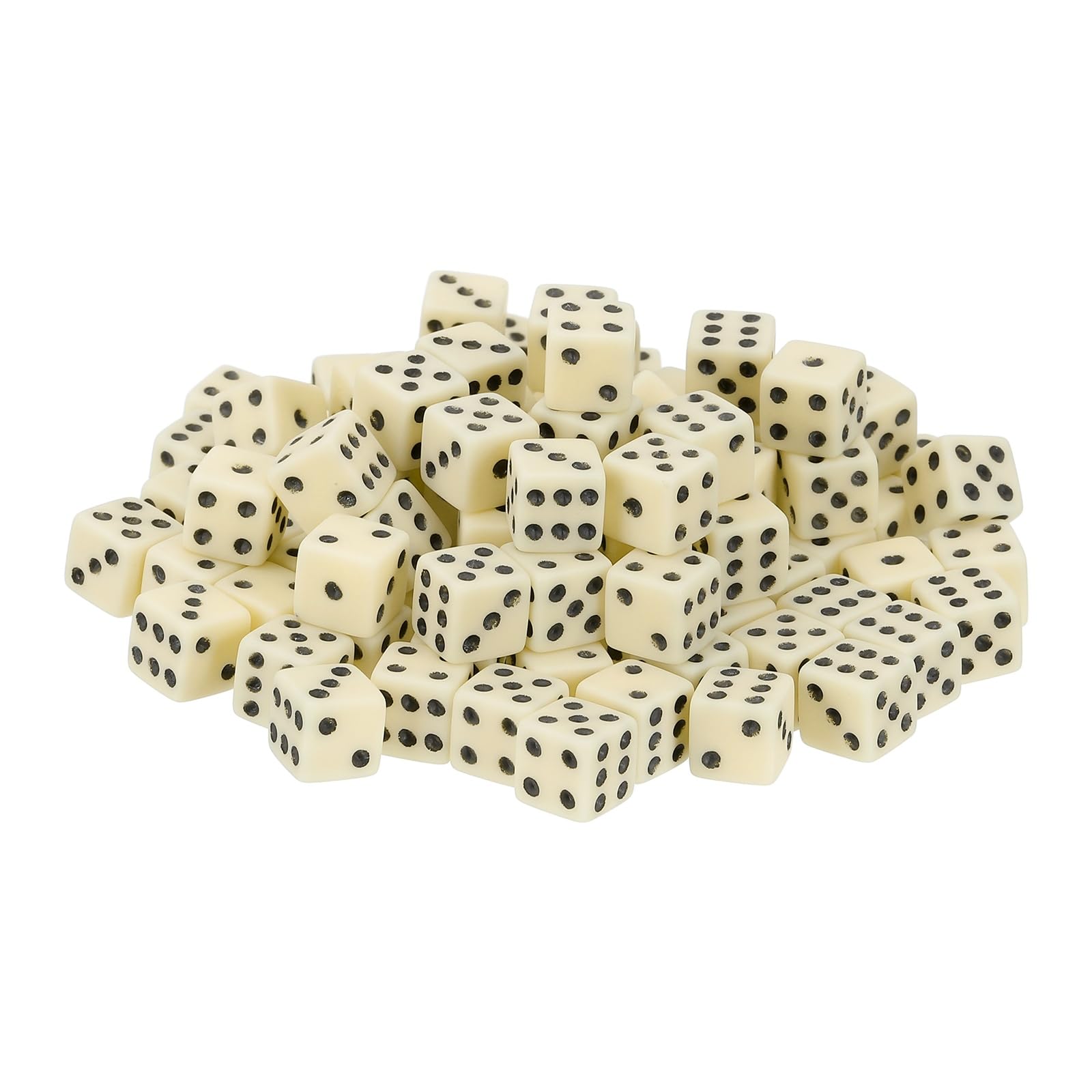 sourcing map 300Pcs Mini Dice, 8mm/0.31" Acrylic Tiny Six Side Game Dot Square Dice Bulk for Table Board Game Party Activities, Beige/Black
