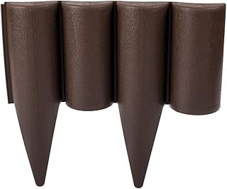 GARDENIX 2,5m Holzoptik Beeteinfassung Beetumrandung Rasenkante Gartenpalisade Beetzaun (2,5 m, Braun)