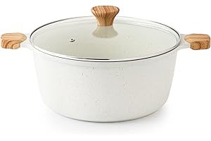 SENSARTE Ceramic Nonstick Stock Pot with Lid, 7 Qt Induction Cooking Pot with Tempered Glass Lid, Stew Pot for Soup and Oatme