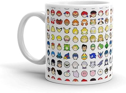 Amazon Co Jp スーパースマッシュブラザーズ 究極のキャラクターストックアイコン レインボーカラー アレンジメント4 Of 4 11オンス ホワイトセラミック 11オンス セラミックコーヒーマグ 大きなティーカップにも 持ちやすいcハンドル付き ホーム キッチン
