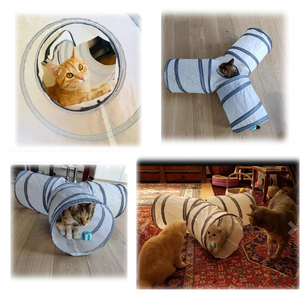 MFEI Cat Play Tunnel, Pet Tunnel 3 Way Crinkle Collapsible Tube Toy Tunnel for Cats Rabbits, Dogs, pets Father\'s Day Gift for His Pet