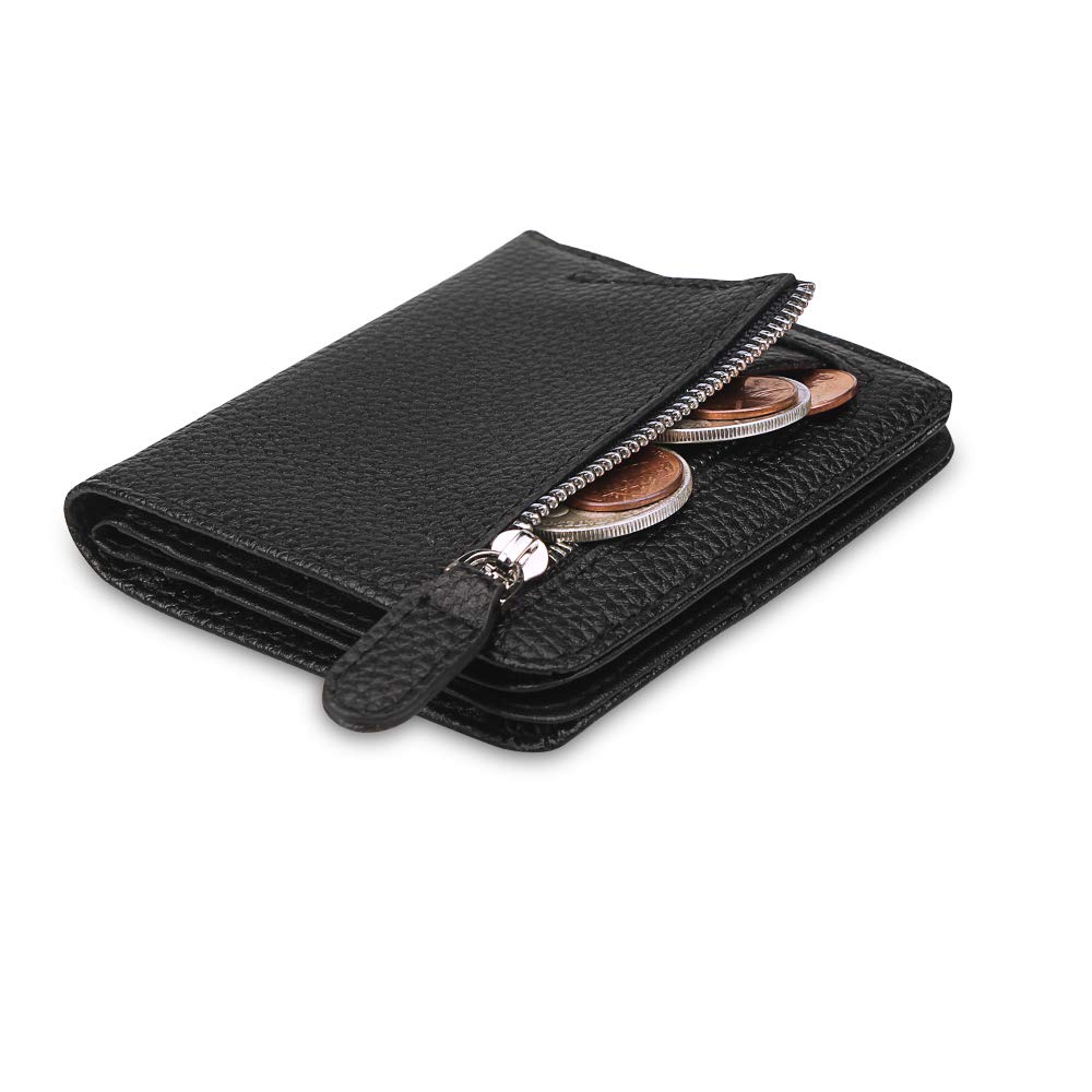 FT FUNTOR Small Wallet for Woman with Card Ladies Bifold Zipper Pocket RFID Blocking Leather Wallet Purse(Black) — image 1