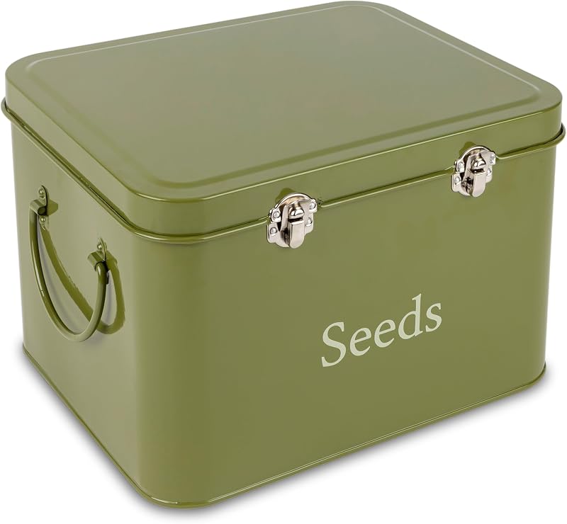 Thistlewood Seed Packet Storage Tin Moss Green with 3 Compartments
